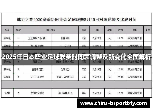 2025年日本职业足球联赛时间表调整及新变化全面解析