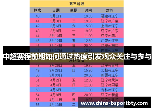 中超赛程前期如何通过热度引发观众关注与参与